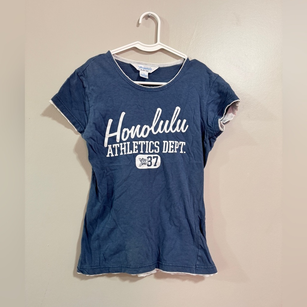 Aeropostale “Honolulu”Blue Baby Tee Woman’s Size Small
